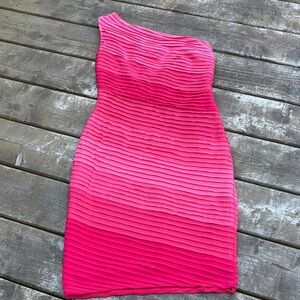 Tadashi Shoji Elegant Pink/coral One-Shoulder Dress size XS